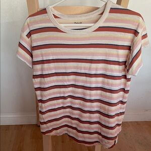 Madewell Short Sleeve Striped Tee - Pink, Orange, Yellow, White